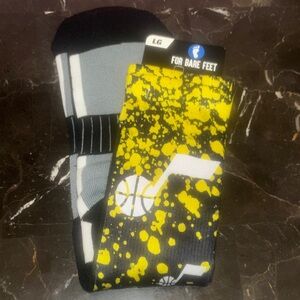 For Bare Feet Men's UTAH Jazz Athletic Socks - Yellow, Black, and Gray
